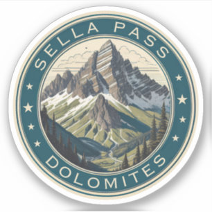 Sella Pass bergspass Södra italienska alperna Klistermärken