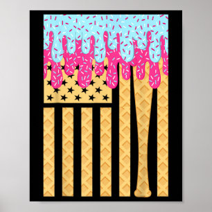 Selldropp T Boys Dripping Ice Cream American Flagg Poster