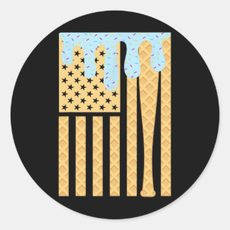 Selldropp T Boys Dripping Ice Cream American Flagg Runt Klistermärke