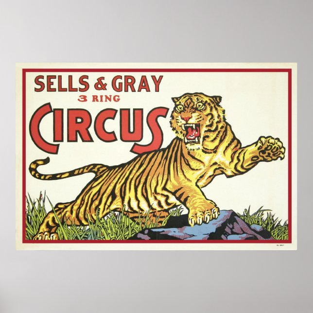 Seller & Grått 3 Ring Circus Poster (Framsidan)