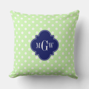 Selleri Polka Prick Navyblå Fyrklöver 3 Monogram Kudde