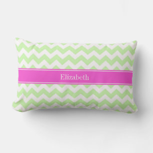 Selleri Vit Chevron Het Pink Initialer Monogram Lumbarkudde