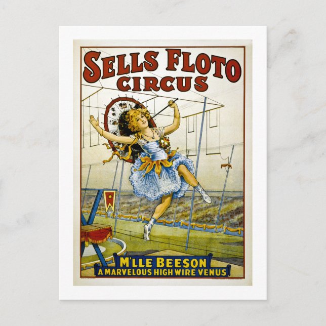 Sells Floto 1921 - M'lle Beeson Vykort (Framsida)
