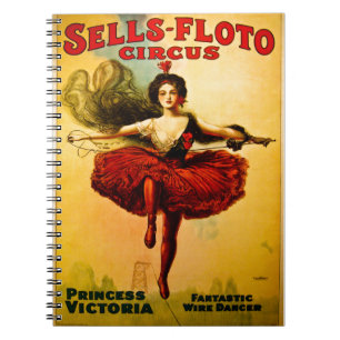 Sells Floto Wire Dancer Circus Princess Victoria Anteckningsbok Med Spiral