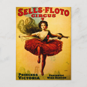 Sells Floto Wire Dancer Circus Princess Victoria Vykort