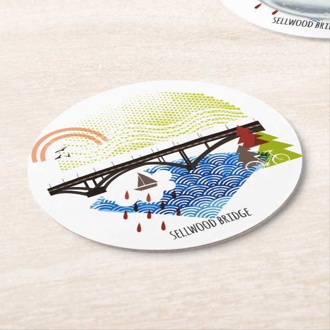 Sellwood överbryggar den Portland kustfartyget Underlägg Papper Rund (Vinklad)
