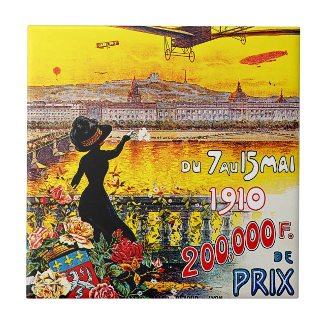 Semaine d'Aviation de Lyon Kakelplatta (Framsidan)