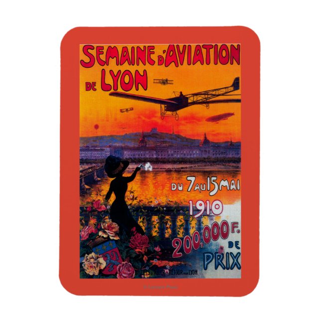 Semaine d'Aviation De Lyon Vintage affisch Magnet (Vertikal)