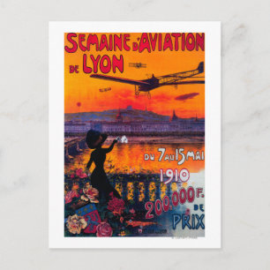 Semaine d'Aviation De Lyon Vintage affisch Vykort