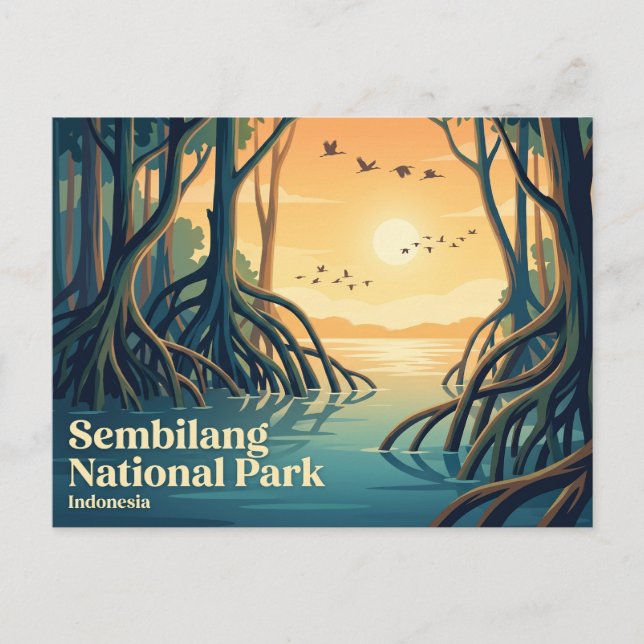 Sembilang nationalpark Indonesien Vykort (Framsida)