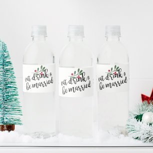 Semester Ät Drick Och Var Gift Julbär Vattenflaskor Etikett