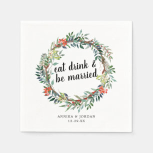 Semester Ät Drick och Var Gift Julblomma Pappersservett