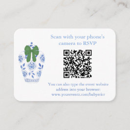 Semester Blå Grön Chinoiserie QR-kod Registrering Tilläggskort