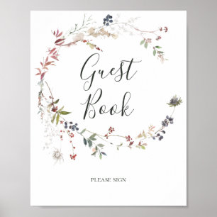 Semester Chic Botanical vit gästboksskylt Poster