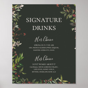 Semester Chic Botanisk Mörkgrön Signaturdrycker Poster