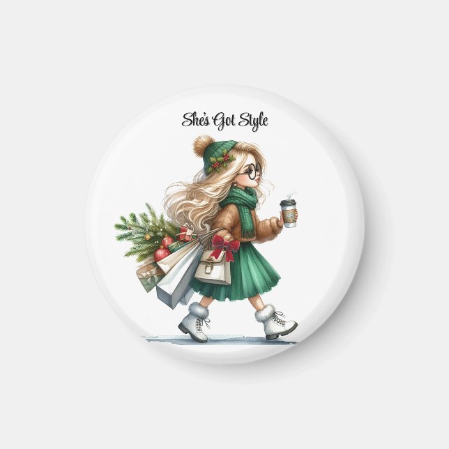 Semester Chic Stilfull Blond Mode Personlig  Magnet (Framsidan)
