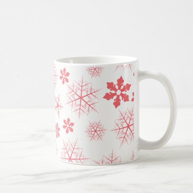 Semester Enkel Röd Snöflinga Mönster Stylish Kaffemugg (Höger)