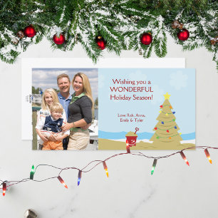Semester för slott för strandjulgranSand Julkort