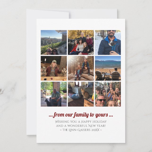 Semester fyrkantig fotokollage julkort (Framsida)