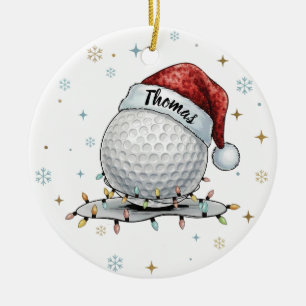 Semester Glädje på Gräset: Festlig Golfscen Julgransprydnad Keramik