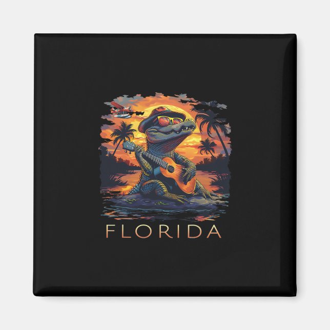 Semester i Florida Söt Alligator  Magnet (Framsidan)