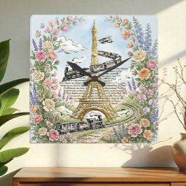 Semester i Paris klocka, Eiffeltornet, fransk kons Fyrkantig Klocka