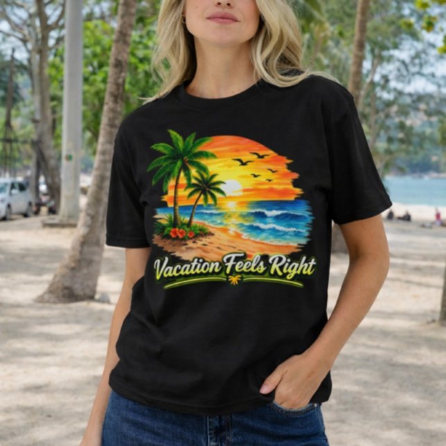 Semester Känns Rätt Sunset Beach Kvinnor Tröja USA (Skapare uppladdad)