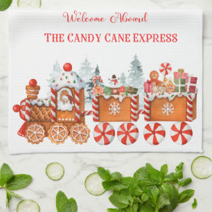 Semester kökshandduk candy cane express