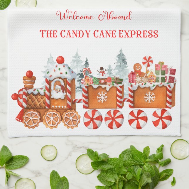 Semester kökshandduk candy cane express (Vikta)