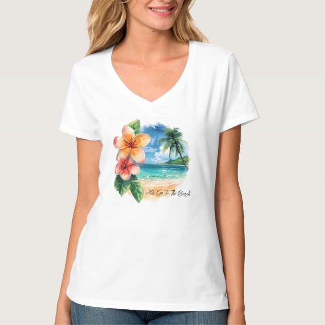 Semester, låt oss åka till stranden T-Shirt (Framsida)