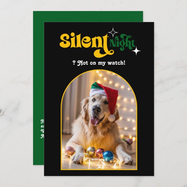 Semester Lyx Rolig Retro Husdjur Hund Jul Foto Julkort (Fram/baksida)