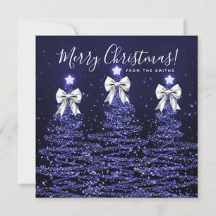 Semester Marinblå Julgranar Greeting Silver Julkort