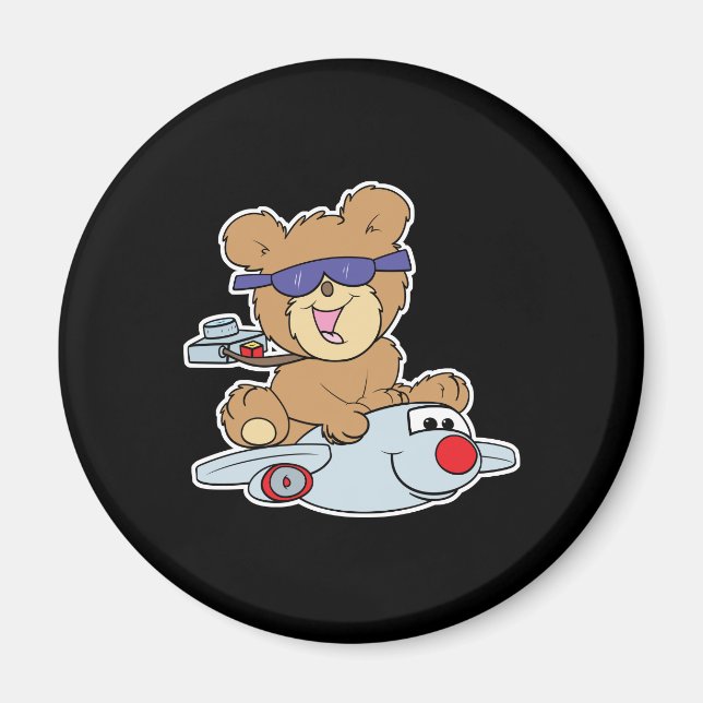 semester nallebjörn i flygplan magnet (Framsidan)
