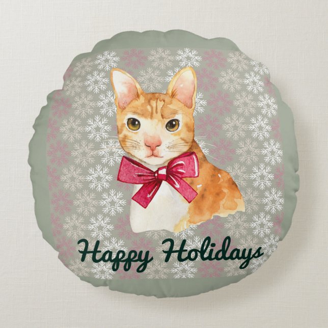 Semester Orange Tabby Rund Kudde (Framsidan)