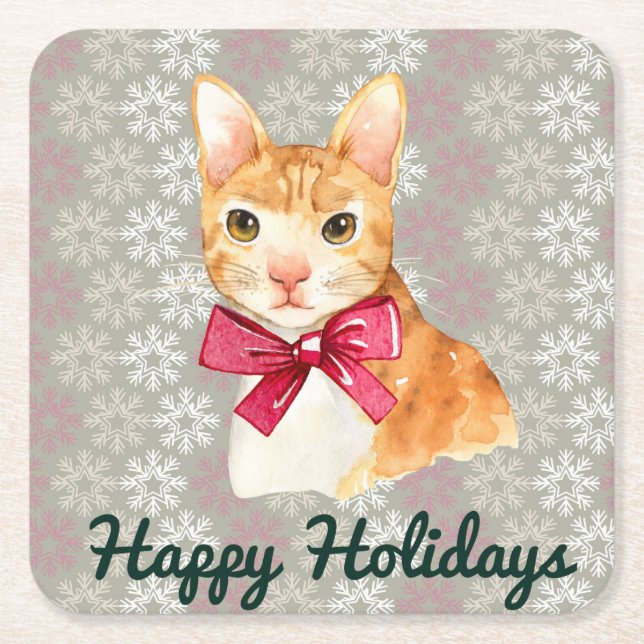 Semester Orange Tabby Underlägg Papper Kvadrat (Framsidan)