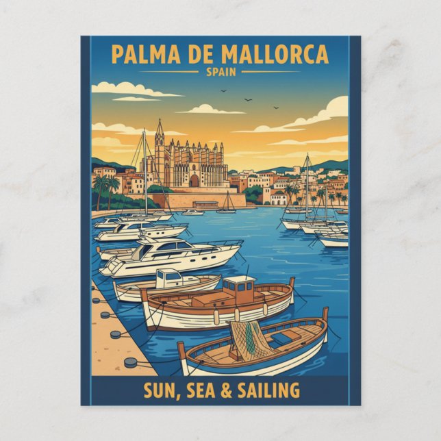 Semester på Palma de Mallorca Spanien Vykort (Framsida)