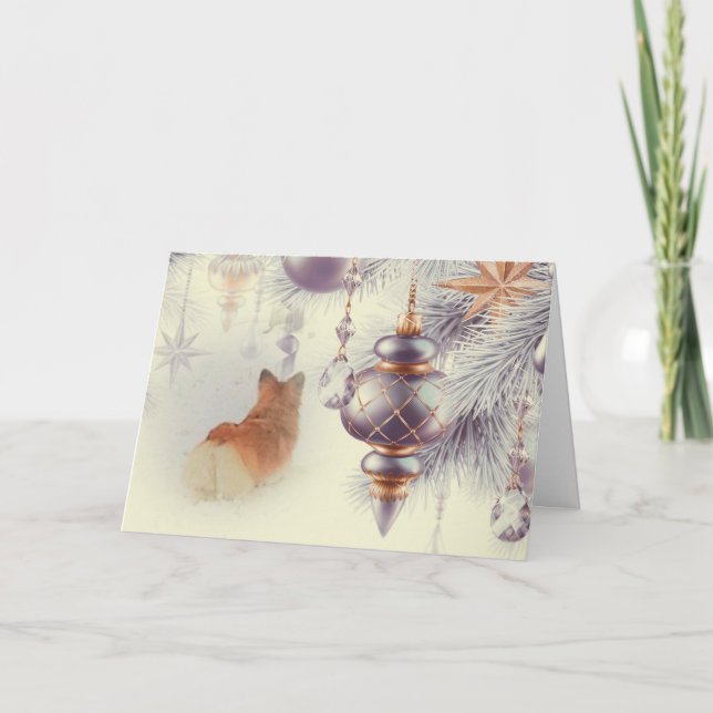 Semester Pembroke Welsh Corgi i snön Helgkort (Framsida)