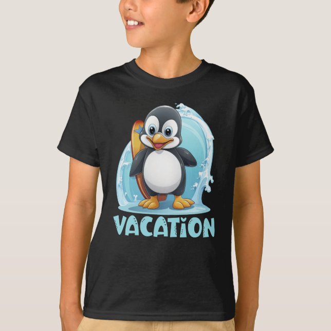 Semester Pingvin Surfbräda T Shirt (Framsida)