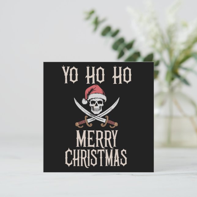 Semester Pirat Yo Ho Ho Jul Tomte Båttur  Julkort (Stående Fram)