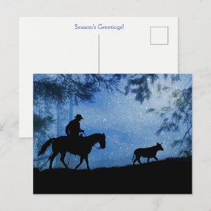 Semester Säsonger Hälsningar Cowboy Nötkreatur Pos Vykort