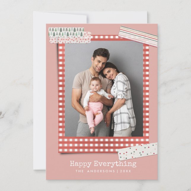 Semester Scrapbooking | Gingham Ram foto Julkort (Framsida)