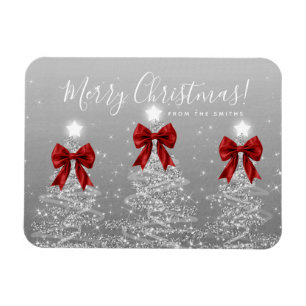 Semester Silver Julgranar Greeting Röda Magnet