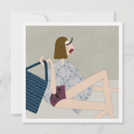 Semester Strand Baby Mode Illustrations Konstkort Inbjudningar