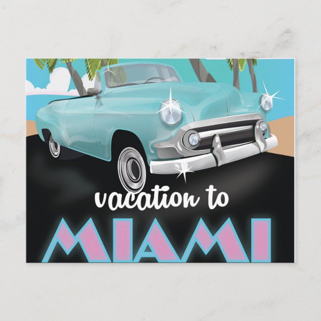 Semester till Miami Resa affisch Vykort (Framsida)