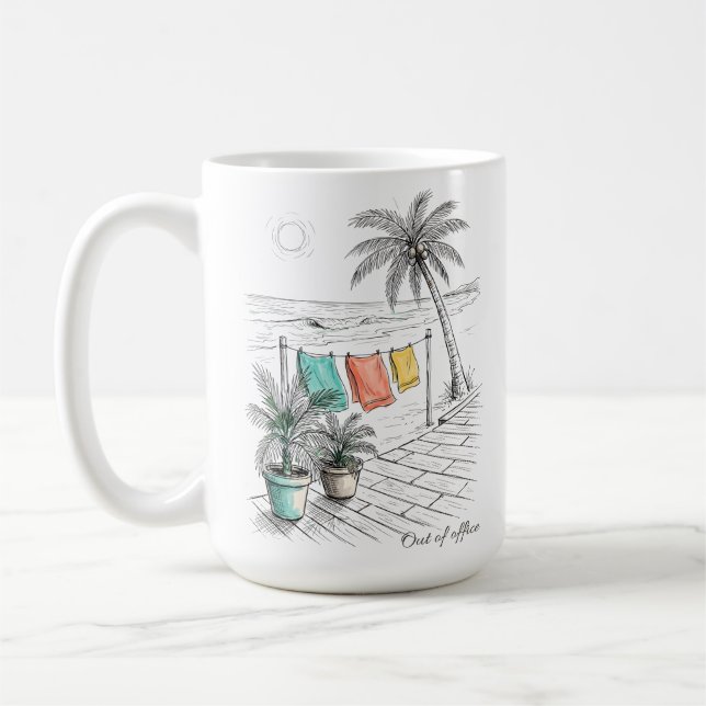 Semester Utanför Kontoret Tropisk Strand Semester Kaffemugg (Vänster)