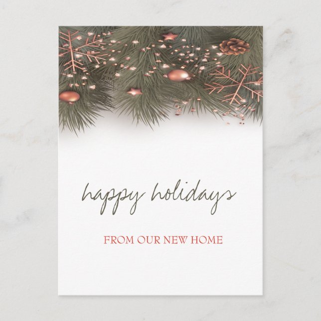 Semester Vi har flyttat, tallgrenar kulor Meddelande Vykort (Framsida)