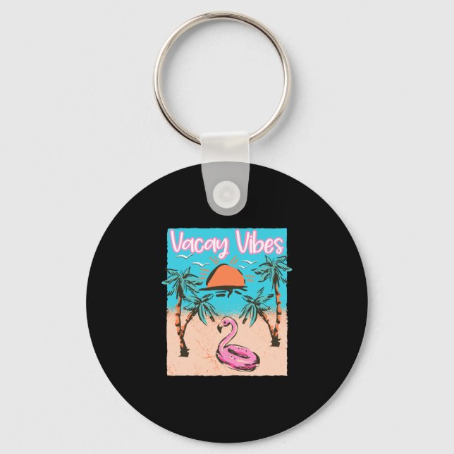 Semester vibbar strand flamingo sommarlov nyckelring (Framsida)