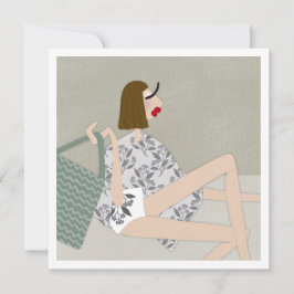 Semester vid stranden Babe Mode Illustration Konst Inbjudningar