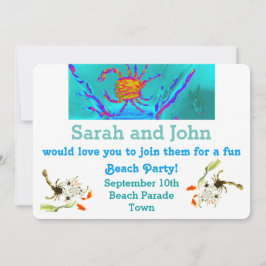 Semester vid stranden, cool krabbkonst vid havet inbjudningar