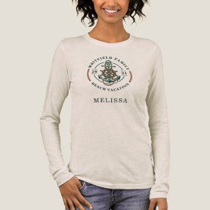 Semester vid stranden med nautisk matchande familj t shirt